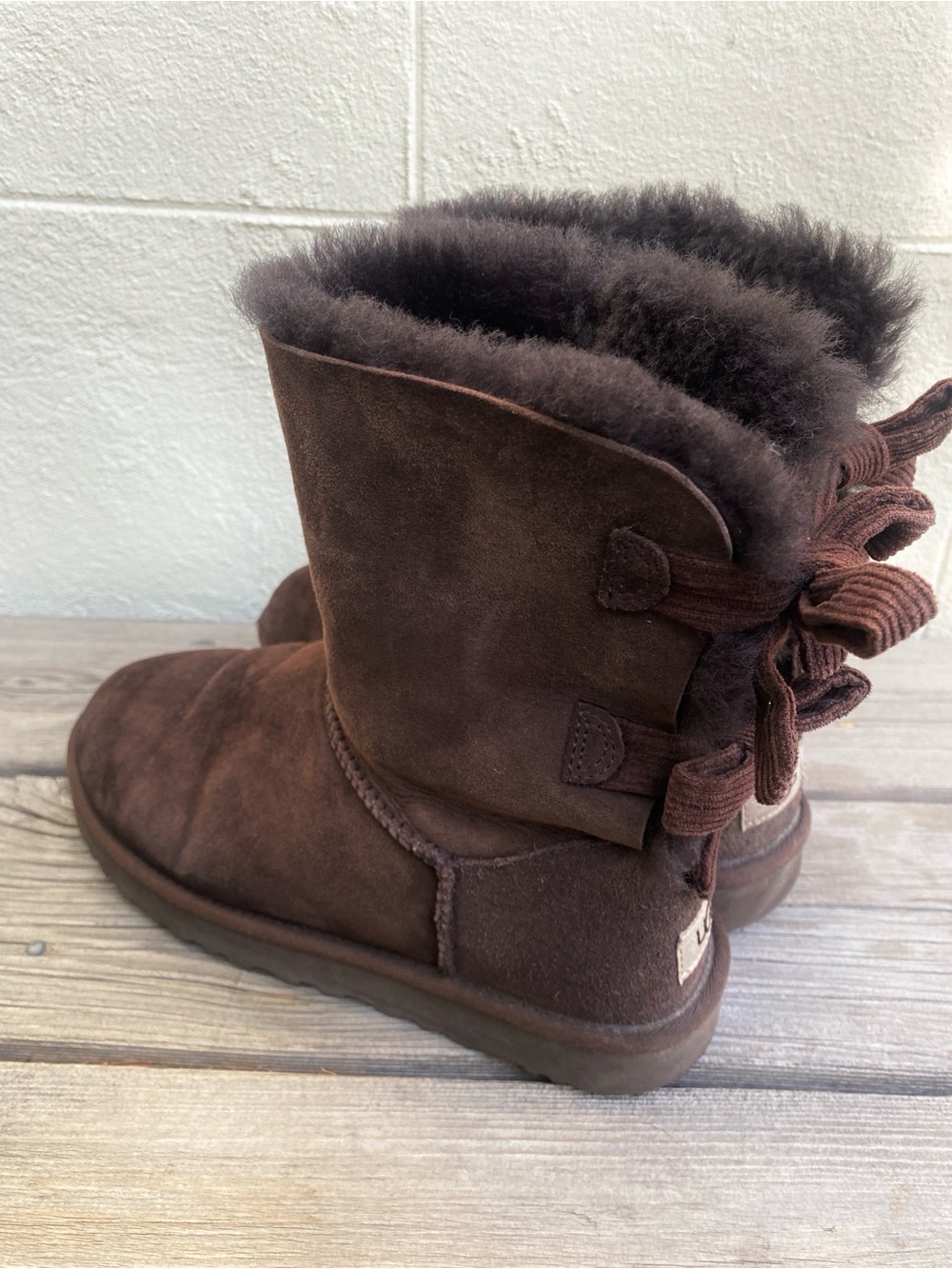 Ugg Bailey Bow Brown/Cord Bow 1904312 Size 8 EUC